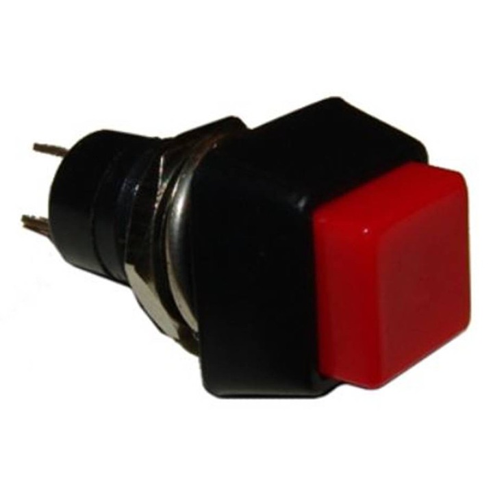 Nyomógomb, reteszelő, piros, NO, 220VAC, 2A, Ф12mm, SPST