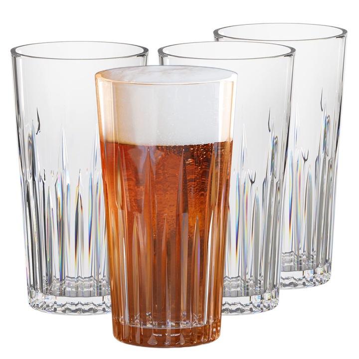 Asashizen akril pohár készlet, 4 db, 400 ml, többszínű, vízhez, kempingezéshez