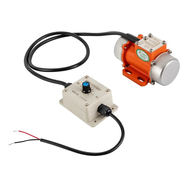 Elektromos vibrációs motor 12V, 30W, kefe nélküli, állítható sebesség, narancssárga-fekete
