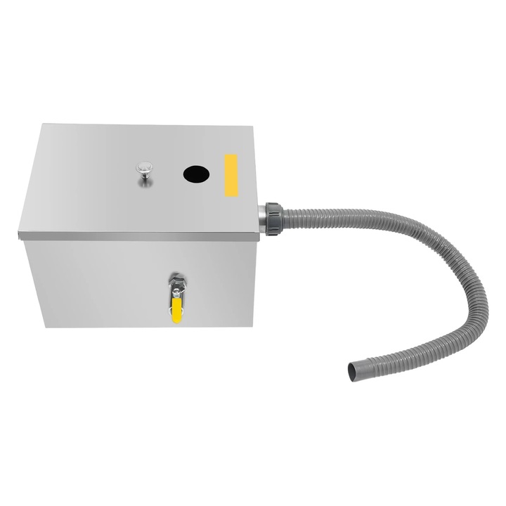 Capcana Comerciala pentru Grasimi 20L, din Otel Inoxidabil, cu Dispozitiv de Oprire Automata, pentru Restaurant, Fabrica, Bucatarie Acasa, Culoare Argintie