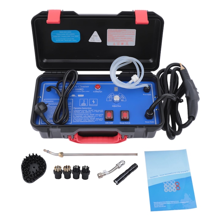 Curatator cu abur portabil, sistem de curatare cu aburi comercial, putere 3000W, pompa automata, presiune inalta, F Black