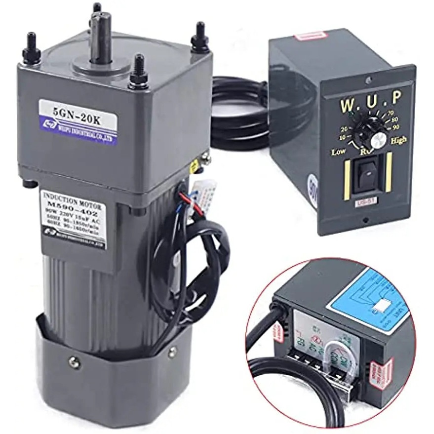Ac Reductor Motor Electric cu Reductor Asincron, 90W, 220V AC, O Faza, Regulator de ...