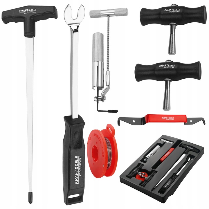 Set de unelte pentru taierea geamurilor auto Kraft&Dele, 7 elemente, universal, cu etui