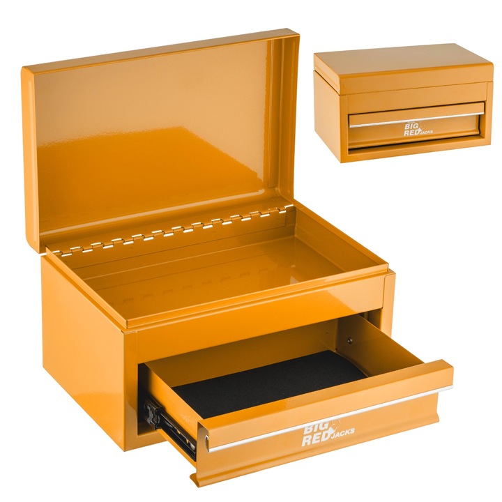 Cutie metalica pentru scule cu sertar BIG RED – organizator unelte atelier, garaj, 26x14x17 cm