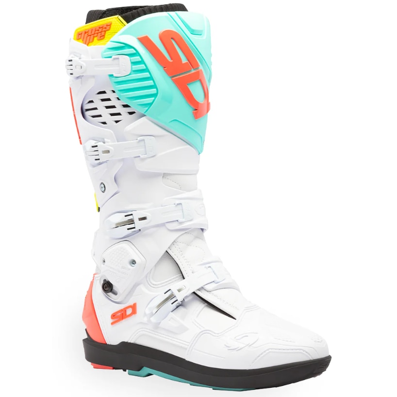 Cizme motocross SIDI CROSSFIRE 3 SRS WHITE/FLUO MINT/CORAL, 44