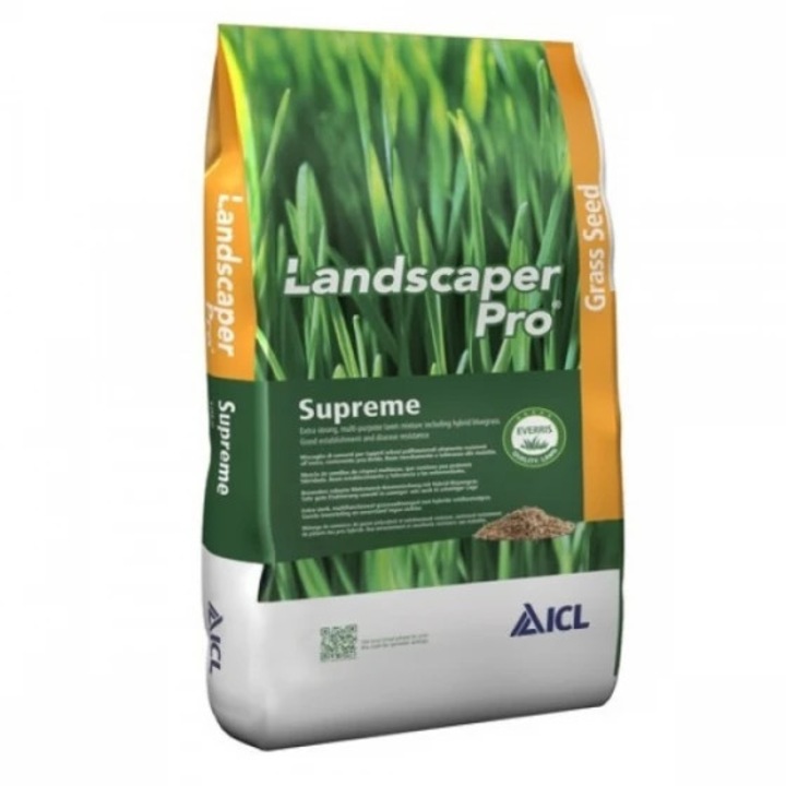 Seminte gazon ICL Landscaper Pro Supreme, rezistent la secetă și trafic, verde mediu, 5 kg