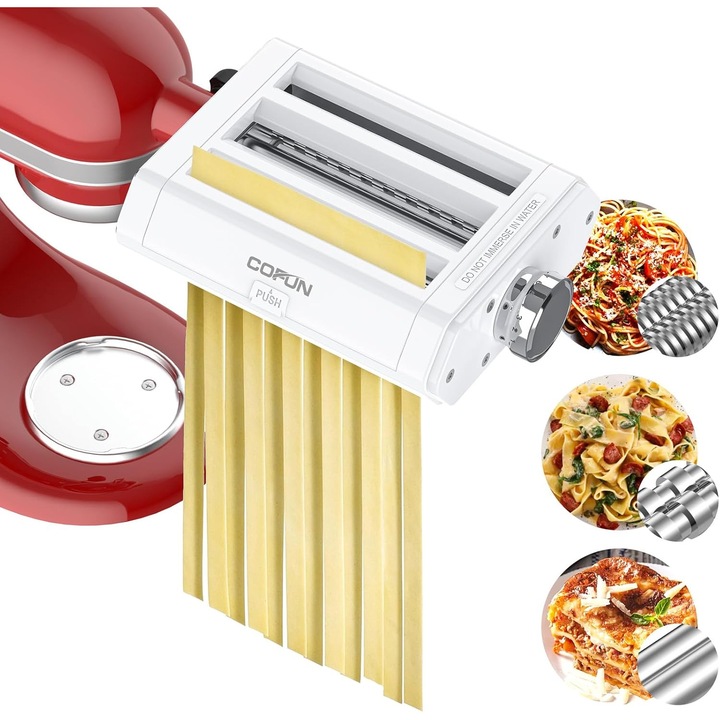 Accesoriu pentru preparat paste compatibil cu robotul de bucatarie KitchenAid, set de accesorii 3 in 1 din inox