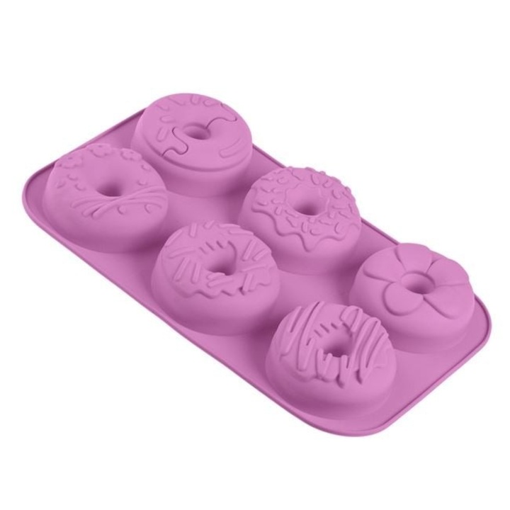 Forma de Copt din Silicon, Mov, 6 Gogosi, 28x16.5cm