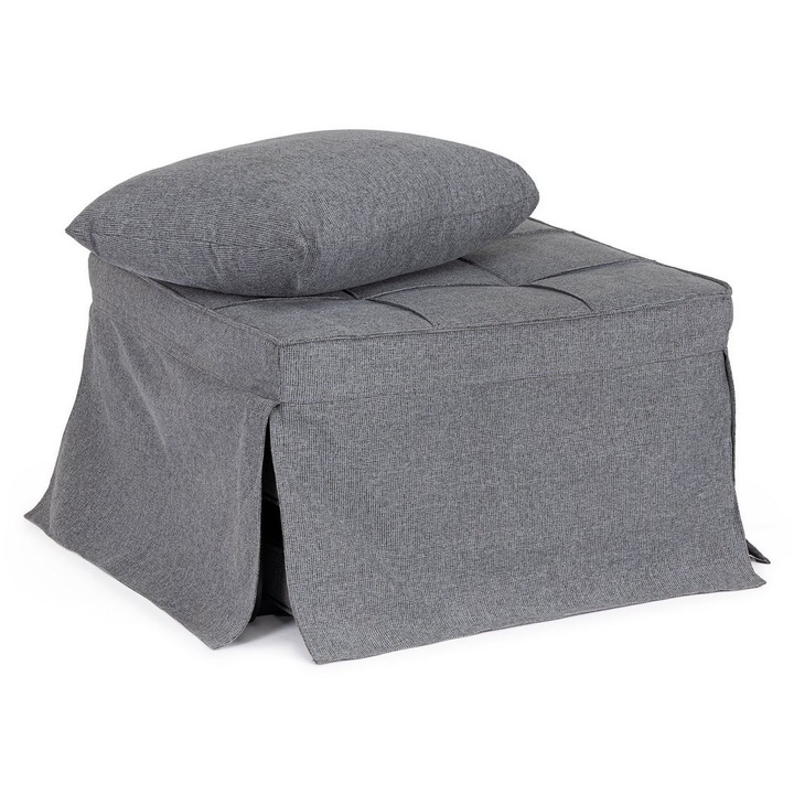 Kihúzható zsámoly, sötétszürke ágy Barney 70x70x44h, 70x194x44h