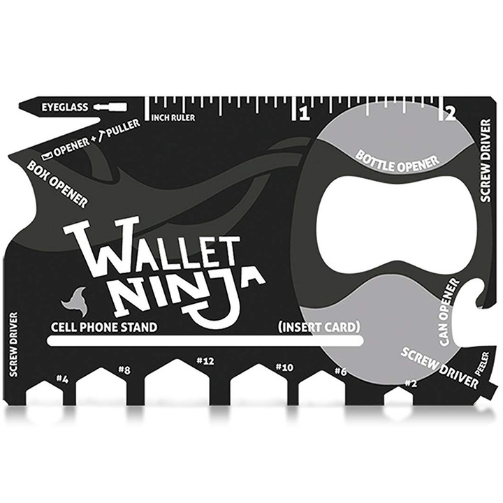 Set card cu 18 functii utile "Ninja", LRTM, negru