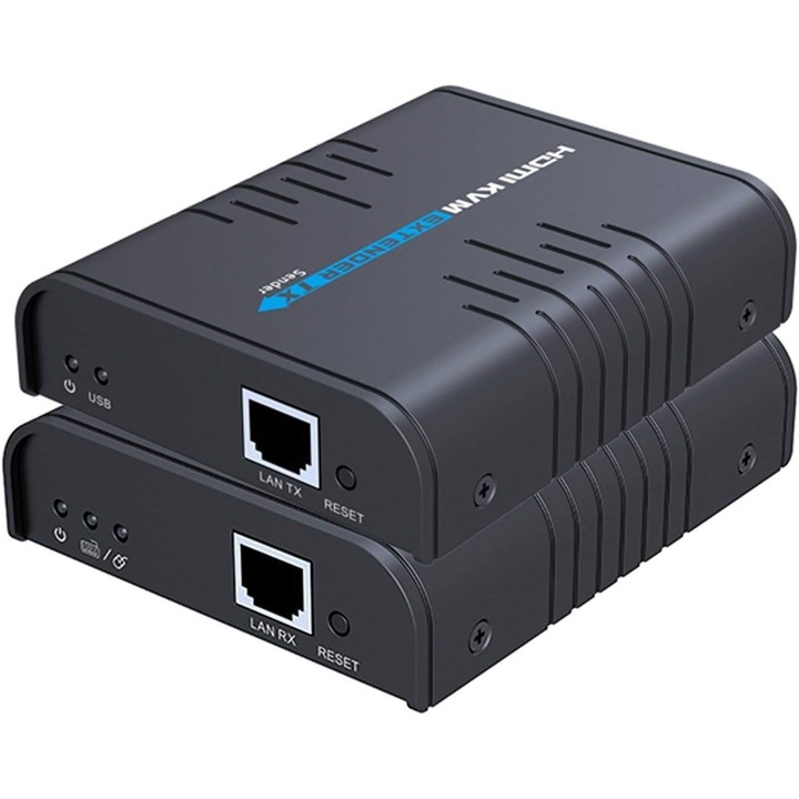 KVM HDMI Agptek hosszabbító 120m, 1080p@60Hz, CAT5/6/7 kábelen keresztül