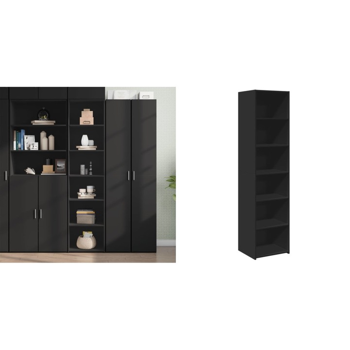Dulap inalt, negru, 45x41x185 cm, lemn prelucrat