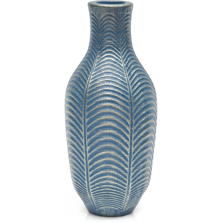 Vaza pentru flori decorativa, albastra, 28cm, design modern, inalta, pentru flori naturale sau artificiale