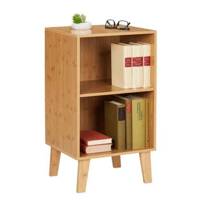 Biblioteca B2X, bambus, 2 compartimente, raft reglabil, 59x44, 6x11cm
