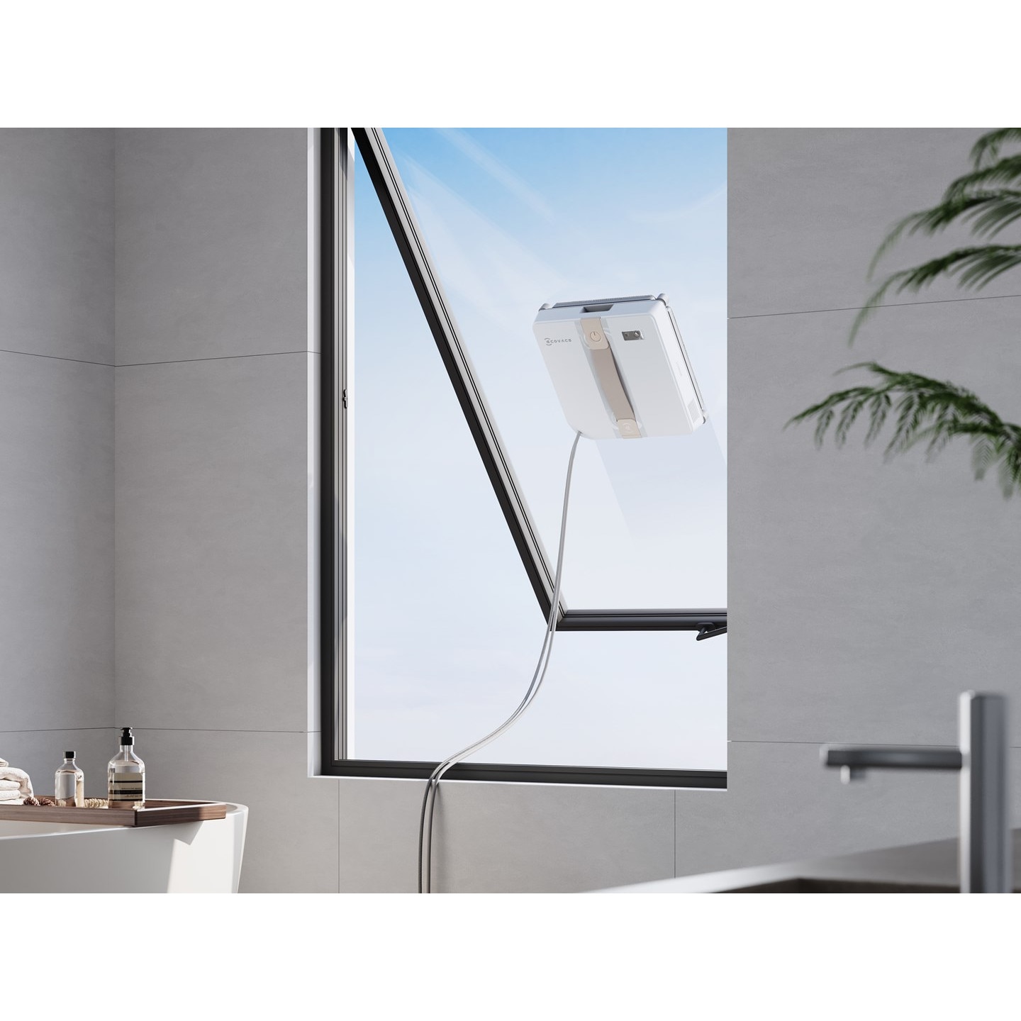 Robot de spalat geamuri Ecovacs Winbot Mini, compact, alb, 8,46x2,17 inch
