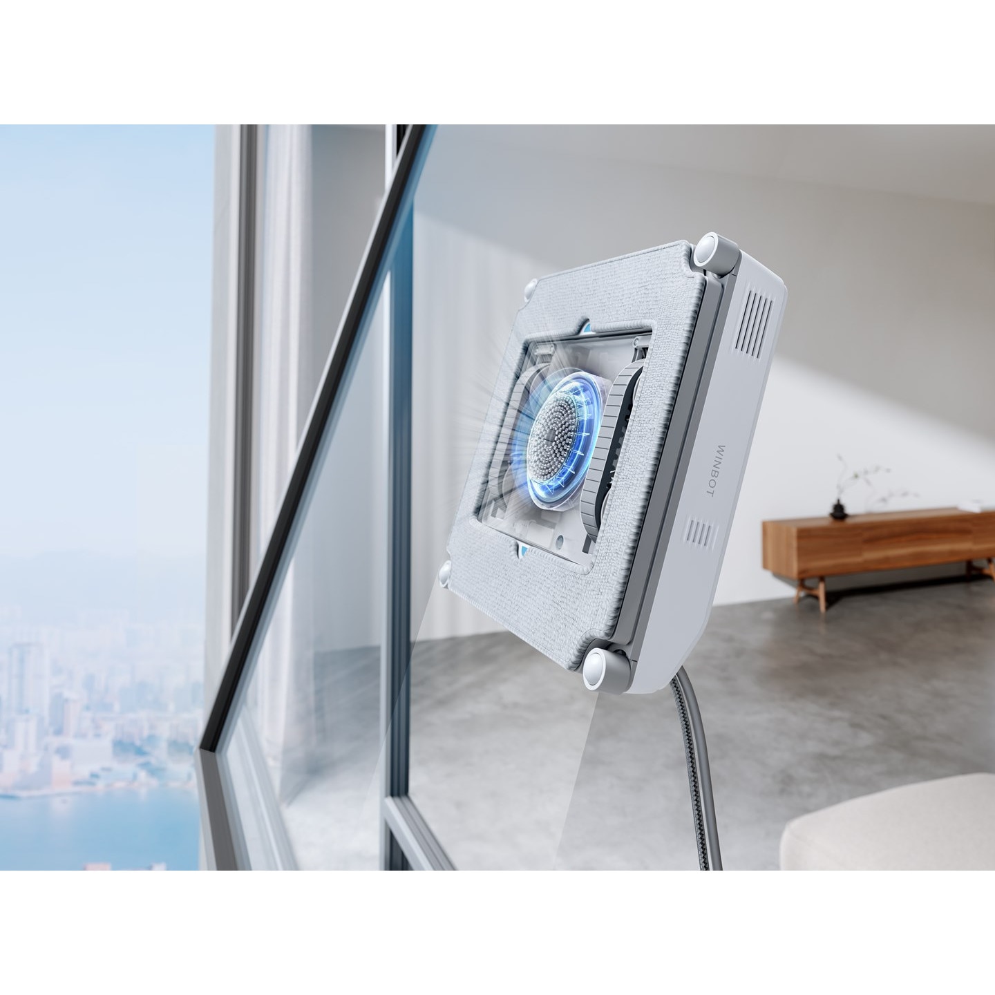 Robot de spalat geamuri Ecovacs Winbot Mini, compact, alb, 8,46x2,17 inch
