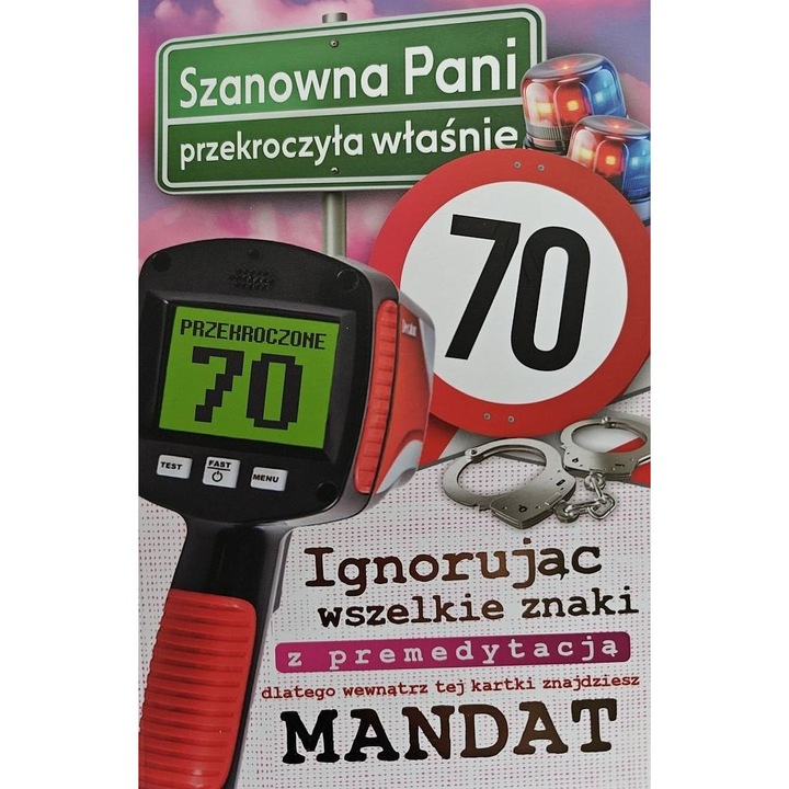 Felicitare YEKU, Karnet Urodziny 70, umoristic, 350g