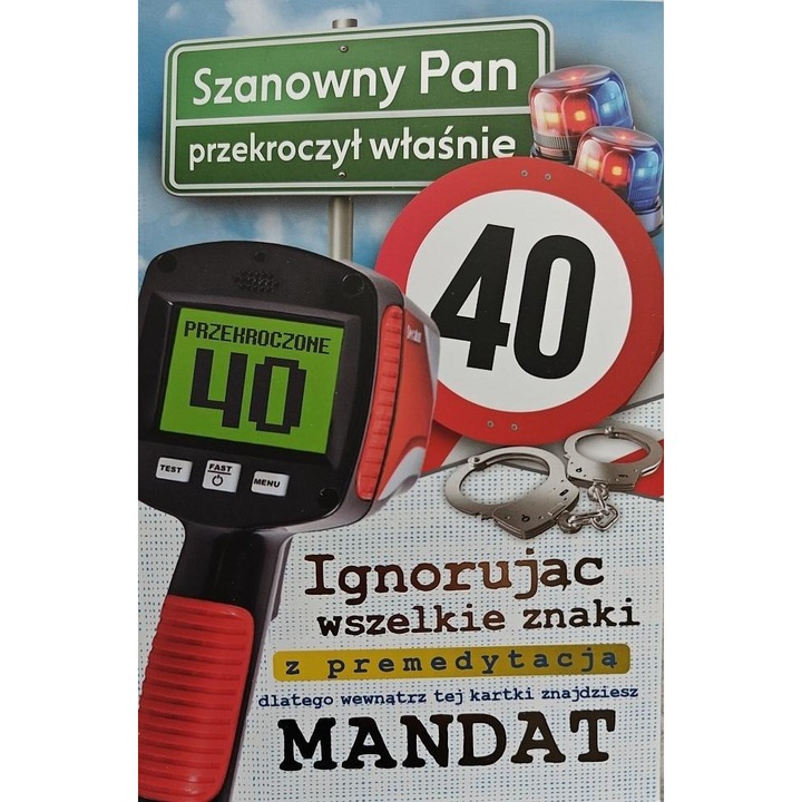 Felicitare YEKU, Urodziny 40, umoristica, 350g, cu lacuire UV