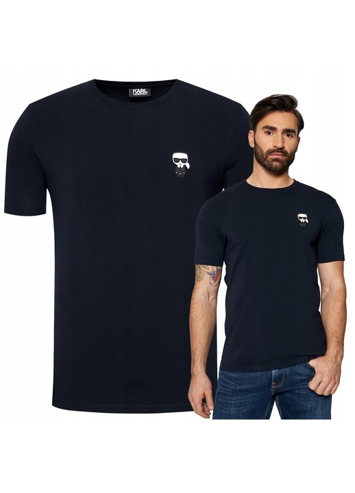 KARL LAGERFELD Тениска мъжка T-shirt Лого Гума Основна Тъмносиня m. XXL