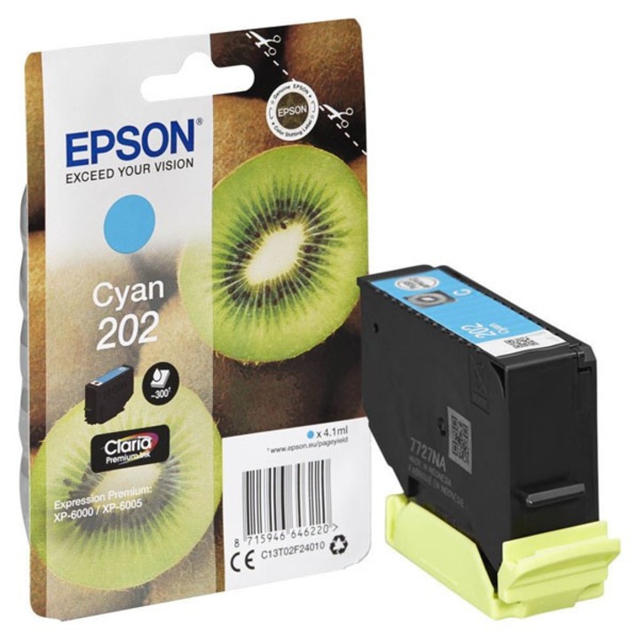 Epson original ink C13T02F24010, 202, cyan, 300 (bar.)str., 1x4.1ml