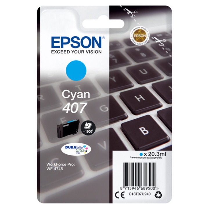 Epson original ink C13T07U240, 407L, cyan, 1900str., 20.3ml