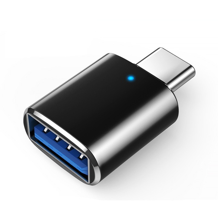 Adaptor USB 3.0 femeie la USB Type C barbat, SuooTci, transfer rapid date, negru