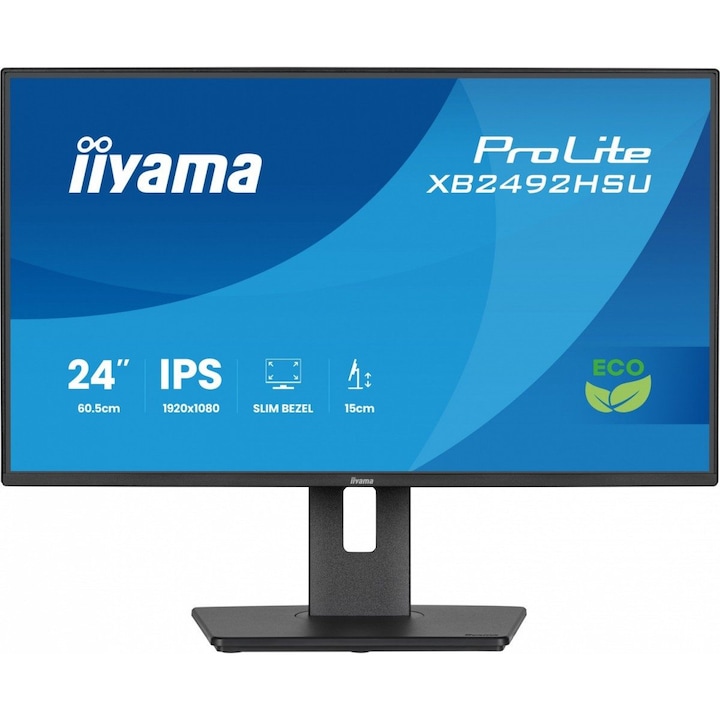 Monitor IIYAMA 24 inch, IPS, Full HD, 150 mm állítható magasság, USB HUB, fekete