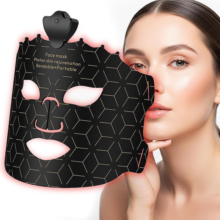 Masca LED pentru fata Rqiurpn, 7 moduri, silicon, fara fir, 190g, 10min