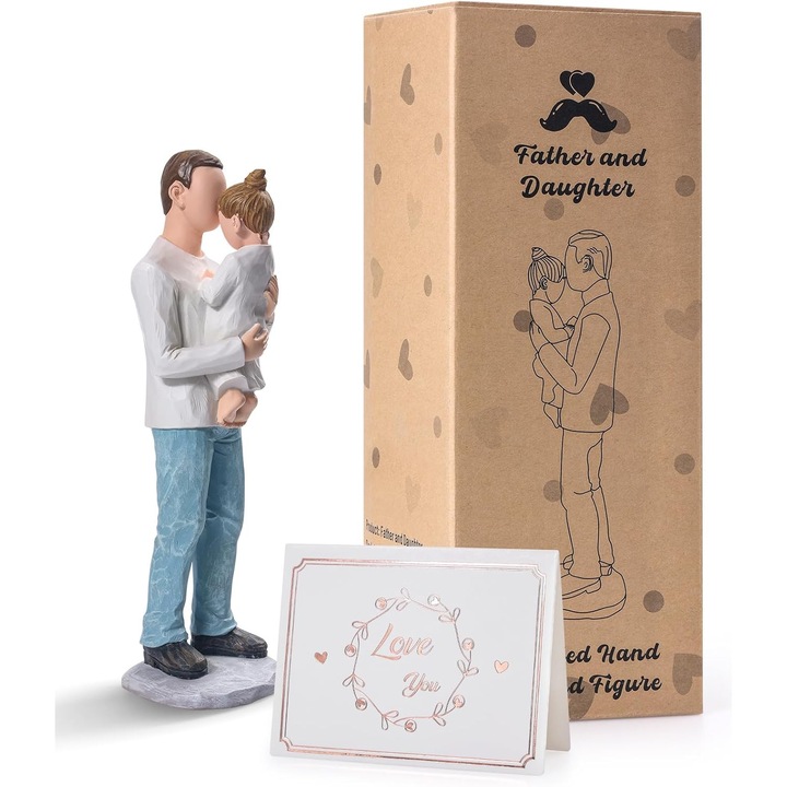 Dekoratív figura, Embrace Love, apa és lánya, 20 cm, semleges színű, elegáns csomagolás