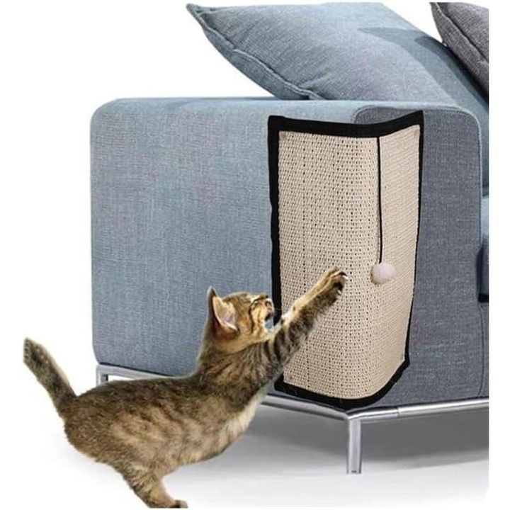 Protector de canapea pentru pisici din sisal natural, perna de zgariat, protectie impotriva zgarieturilor pentru mobilier, protectie pentru colturile canapelei si patului, dimensiune S 39.9 × 30 cm
