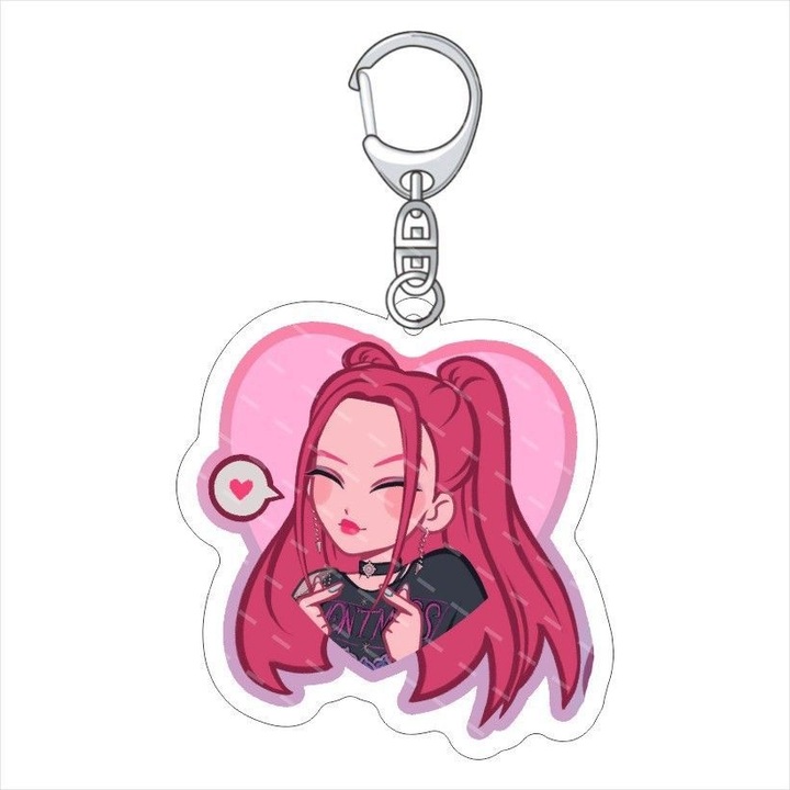 K-pop és anime gyűjthető akril kulcstartók, 3 darabos készlet, egyedi design, élénk színek