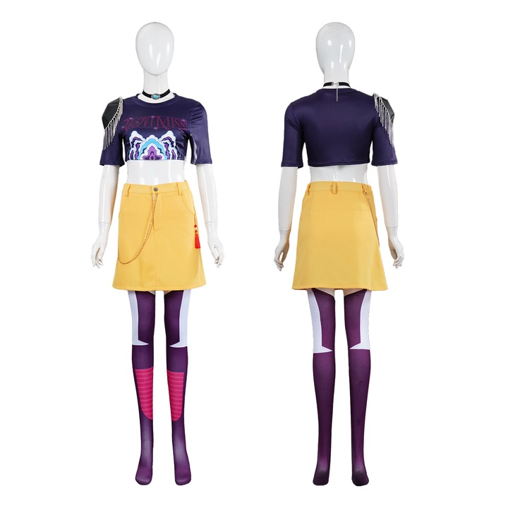 Costum Cosplay Demon Hunter, Mira, Set Top + Fusta + Ciorapi + Geanta + Colier, Marimea XXL