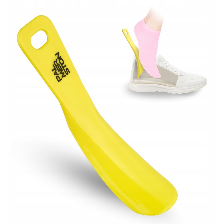 Incaltator Palmerston, scurt, 15 cm, plastic, pentru adidasi, galben, set de 1, material plastic, constructie durabila, dimensiuni compacte, usor de