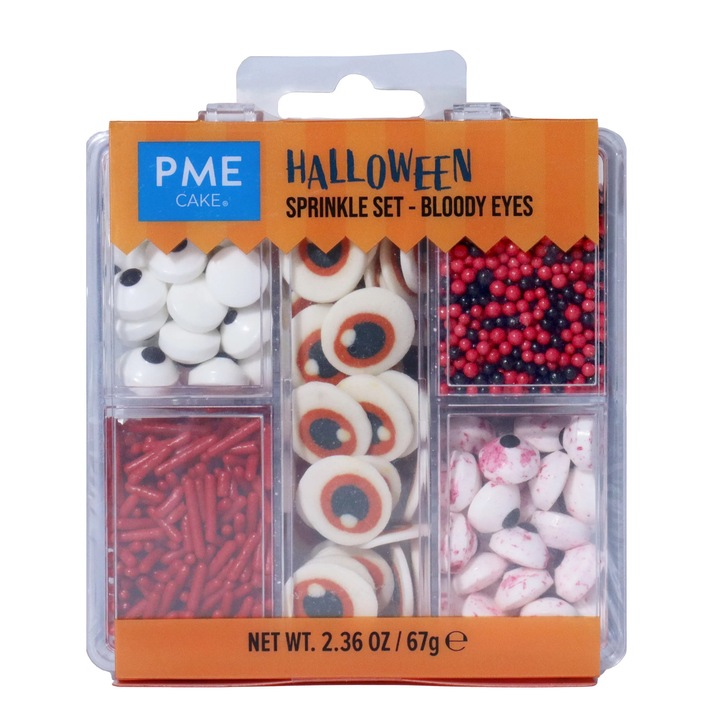 Set decor din zahar 5-in-1 Sprinkle Mix Halloween Bloody Eyes 67g, PME