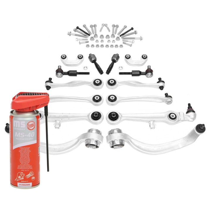 Lengőkar készlet, Master-Sport, 14 részes, Audi A4 B5-höz, fekete színű, első tengely