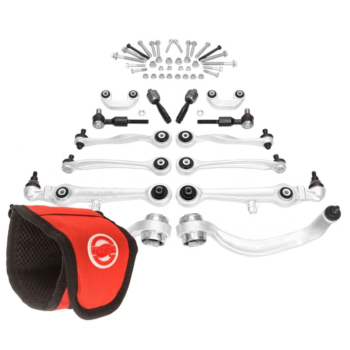 Teljes felfüggesztés-kar készlet, Master-Sport, 14 darab, első tengelyre, 14.34 kg