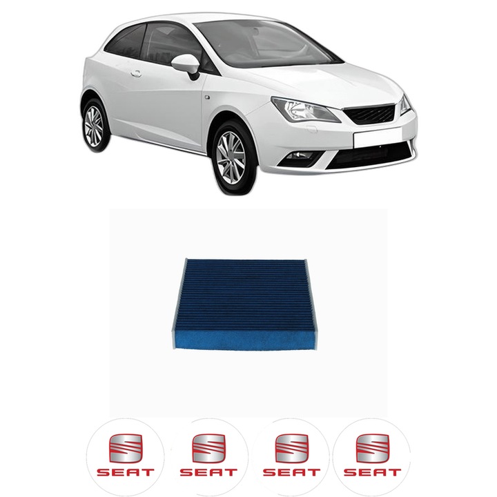 Filtru habitaclu polen Carbon SEAT IBIZA IV SC (6J1, 6P5) 1.4 TDI din 2015-2016 KW 66 CP 90 CMC 1422, Auto, Bosch, 4x Stickere auto cu SEAT