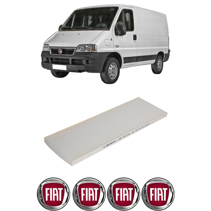 Filtru habitaclu polen FIAT DUCATO Bus (244_) 2.8 JTD din 2004-2006 KW 107 CP 145 CMC 2800, Auto, Bosch, 4x Stickere auto cu FIAT
