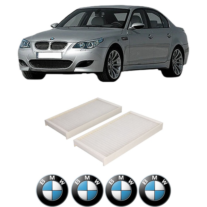 Filtru habitaclu polen BMW Seria 5 (E60) 530 xd din 2005-2007 KW 170 CP 231 CMC 2993, Auto, Bosch, 4x Stickere auto cu BMW