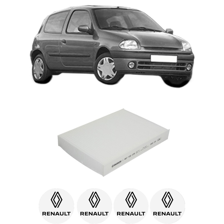 Filtru habitaclu polen RENAULT CLIO II (BB_, CB_) 1.5 dCi din 2001-2006 KW 42 CP 57 CMC 1461, Auto, Bosch, 4x Stickere auto cu RENAULT
