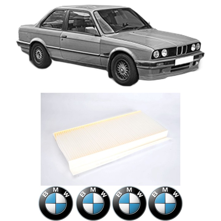 Filtru habitaclu polen BMW Seria 3 (E30) 320 i din 1986-1991 KW 95 CP 129 CMC 1990, Auto, Bosch, 4x Stickere auto cu BMW