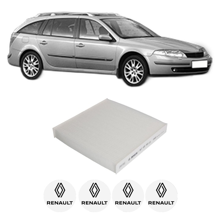 Filtru habitaclu polen RENAULT LAGUNA II Grandtour (KG0/1_) 1.9 dCi (KG0E, KG0R) din 2001-2005 KW 74 CP 100 CMC 1870, Auto, Bosch, 4x Stickere auto cu RENAULT