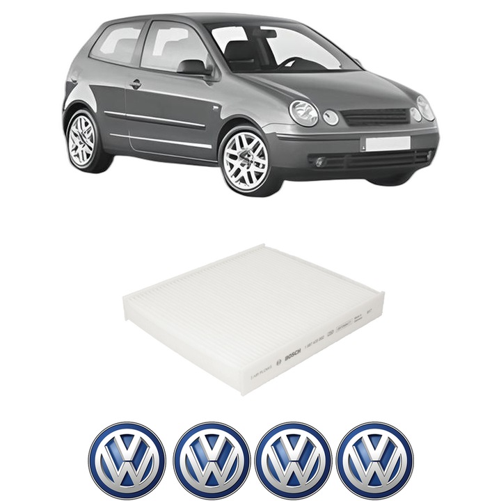 Filtru habitaclu polen Volkswagen POLO IV (9N_, 9A_) 1.4 TDI din 2001-2005 KW 55 CP 75 CMC 1422, Auto, Bosch, 4x Stickere auto cu Volkswagen