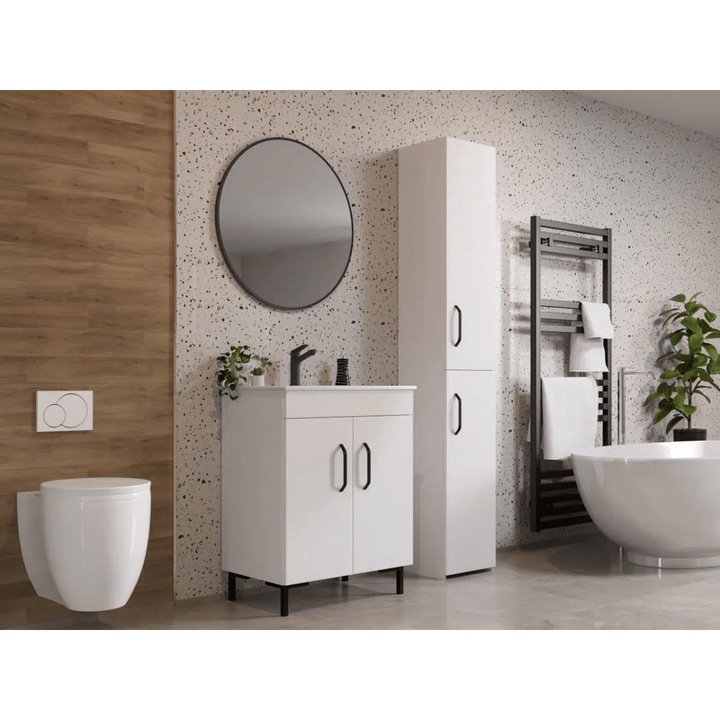 Set Complet Baie Albio, C11, Masca baie, Chiuveta, Baterie, Dulap Inalt si Oglinda