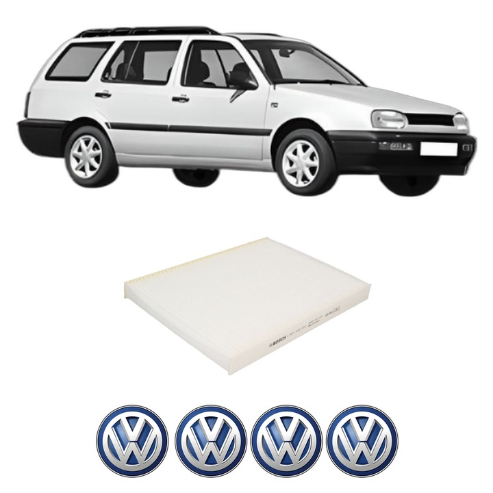 Filtru habitaclu polen Volkswagen GOLF III Variant (1H5) 1.9 TDI din 1996-1999 KW 81 CP 110 CMC 1896, Auto, Bosch, 4x Stickere auto cu Volkswagen