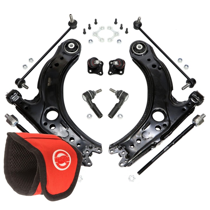 Master-Sport teljes felfüggesztés lengőkar készlet, első felfüggesztés, 10,3 kg, Audi A3, Seat Leon, Skoda Octavia, VW Golf, Bora modellekhez, többszínű