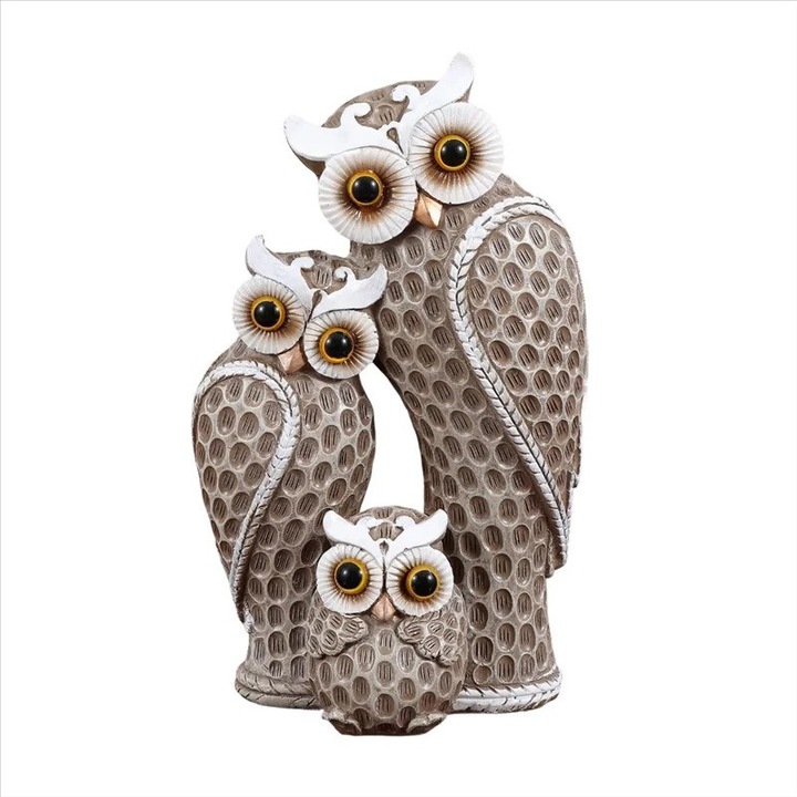 Decoratiuni casa Accesorii decorative Decoratiuni Interioa Dragute statui de familie cu trei bufnite pentru decorarea casei, statui de bufnita, rafturi decorative, cadou decorativ potrivit pentru pasionatii de pasari acasa, la birou sau in birou de studiu