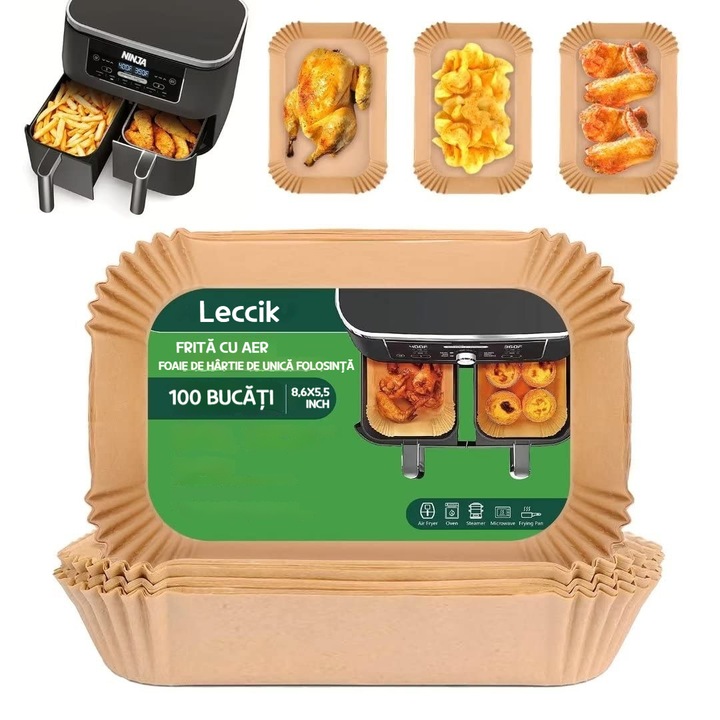 Set 100 bucati hartie de copt Leccik, 28x20cm, natur