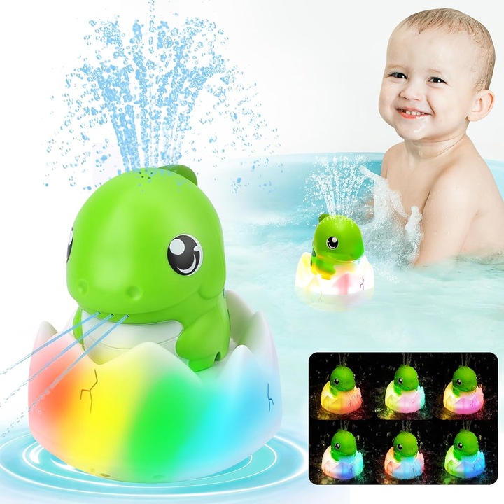 Играчка за баня динозавър HERUSI, презареждаема, водоустойчива, зелена, 15x10x8см