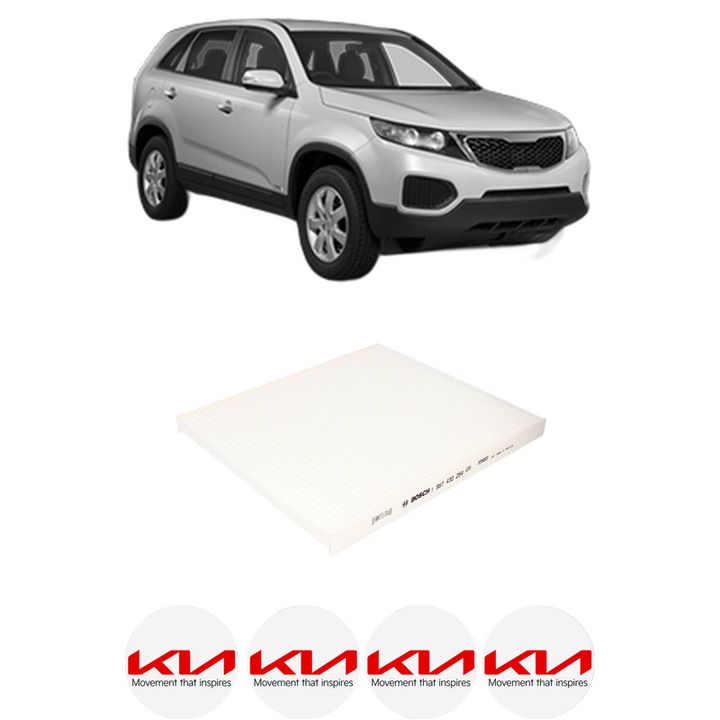 Filtru habitaclu polen KIA SORENTO II (XM) 3.5 4WD din 2013-2015 KW 204 CP 278 CMC 3470, Auto, Bosch, 4x Stickere auto cu KIA